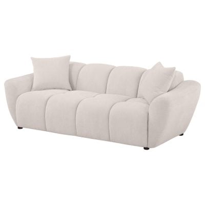 Destino White Curved Chenille Sofa
