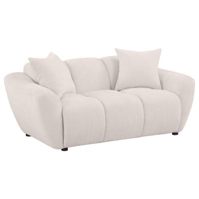Destino White Curved Chenille Loveseat