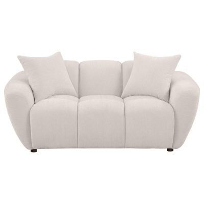 Destino White Curved Chenille Loveseat
