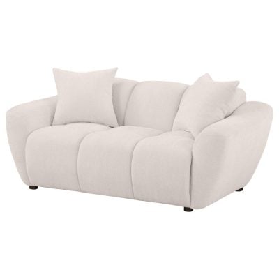 Destino White Curved Chenille Loveseatv
