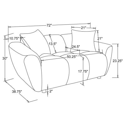 Destino White Curved Chenille Loveseat