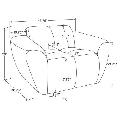 Destino White Curved Chenille chair