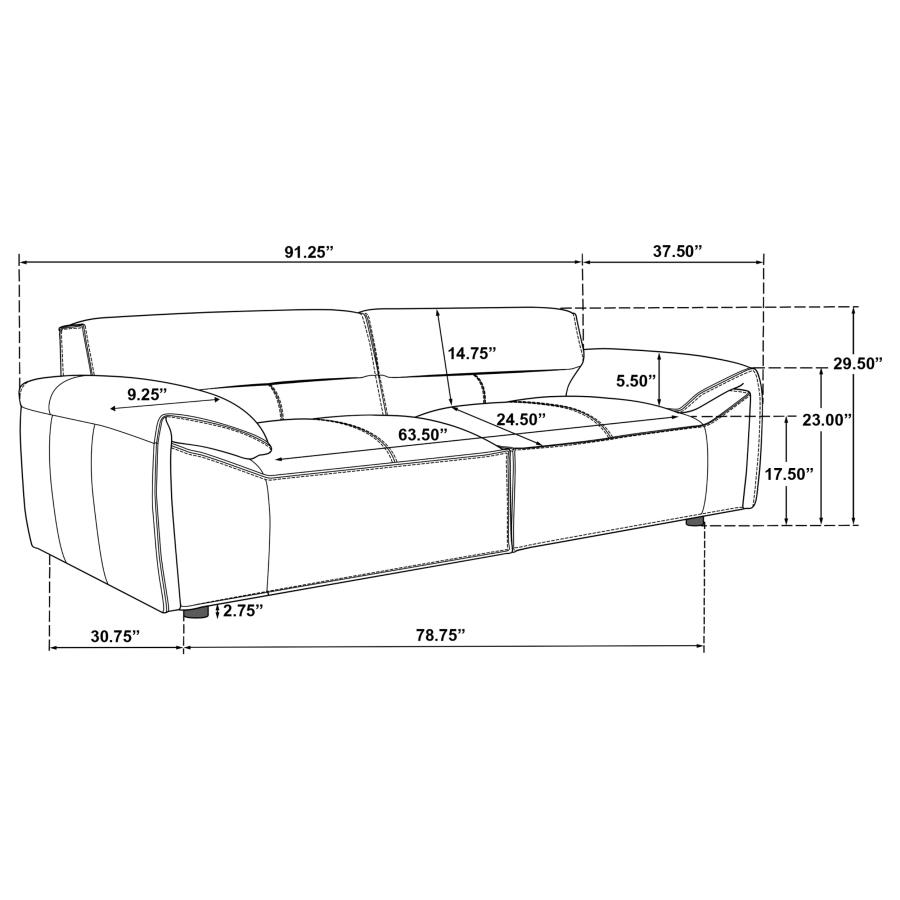 Buxton Modern Cognac Leather Sofa
