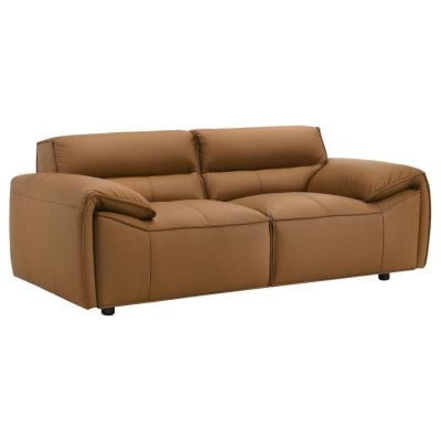 Buxton Modern Cognac Leather Loveseat
