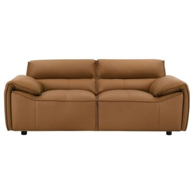 Buxton Modern Cognac Leather Loveseat
