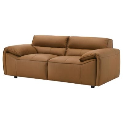 Buxton Modern Cognac Leather Loveseat