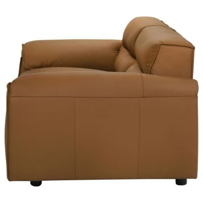 Buxton Modern Cognac Leather Loveseat