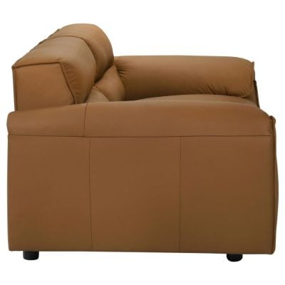 Buxton Modern Cognac Leather Loveseat