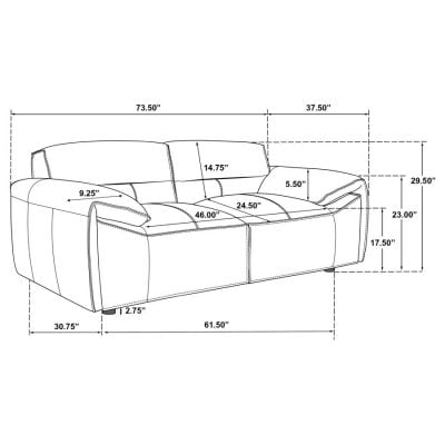 Buxton Modern Cognac Leather Loveseat