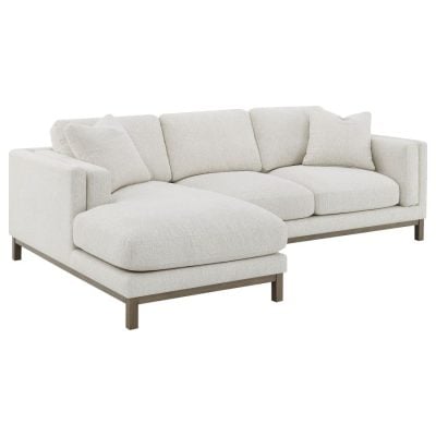 Geneva White Boucle & Light Wood Frame Sectional Sofa