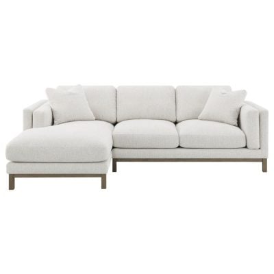 Geneva White Boucle & Light Wood Frame Sectional Sofa