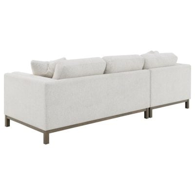 Geneva White Boucle & Light Wood Frame Sectional Sofa