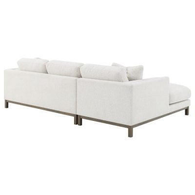 Geneva White Boucle & Light Wood Frame Sectional Sofa