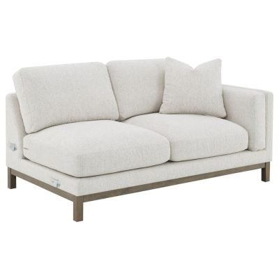 Geneva White Boucle & Light Wood Frame Sectional Sofa