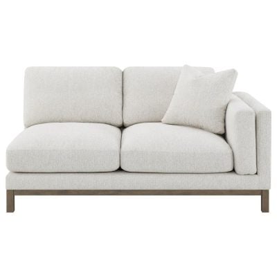 Geneva White Boucle & Light Wood Frame Sectional Sofa