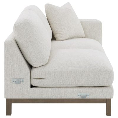 Geneva White Boucle & Light Wood Frame Sectional Sofa