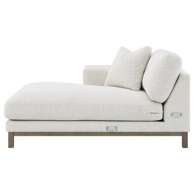 Geneva White Boucle & Light Wood Frame Sectional Sofa