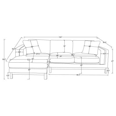 Geneva White Boucle & Light Wood Frame Sectional Sofa