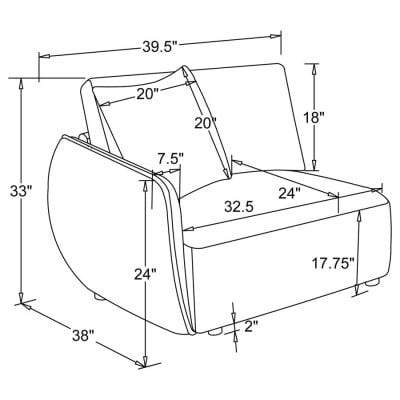 left facing chair dimensions
