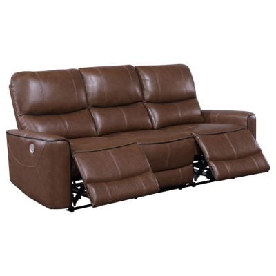Greenfield Brown Leather Reclining Sofa