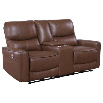 Greenfield Brown Leather Reclining loveseat