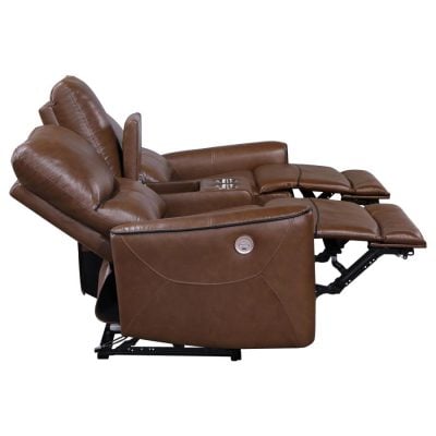 Greenfield Brown Leather Reclining loveseat