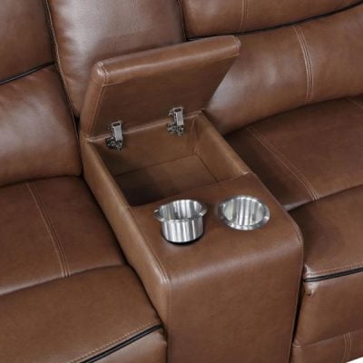 Greenfield Brown Leather Reclining loveseat