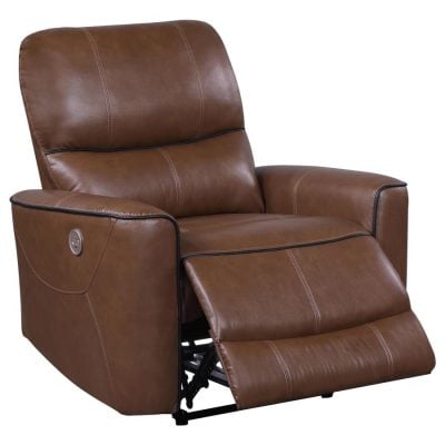 Greenfield Brown Leather Reclining Sofa vv