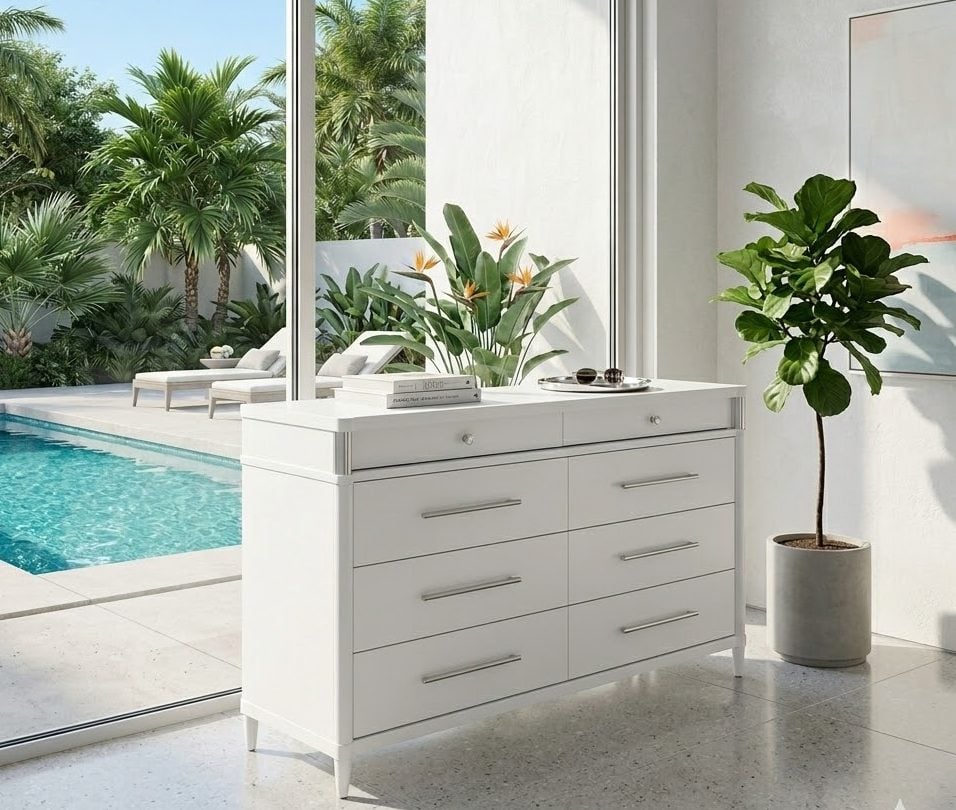Gracemont 8 Drawer Modern White Dresser