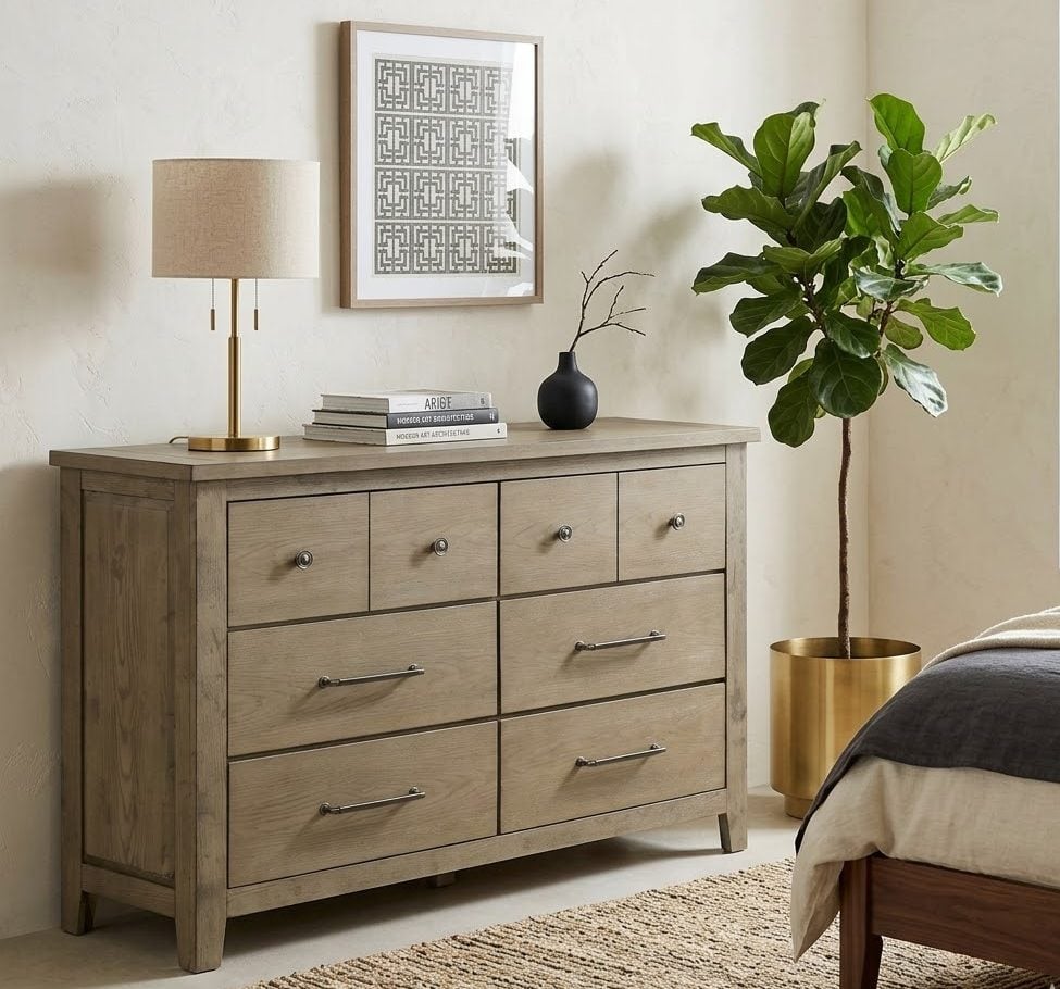 Hazlewood 6 Drawer Brown Wood Dresser