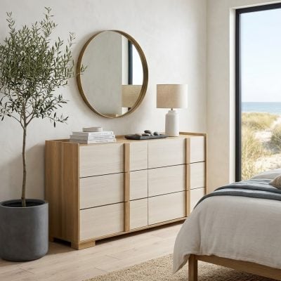 Hyland 6 Drawer Natural Light Wood Dresser
