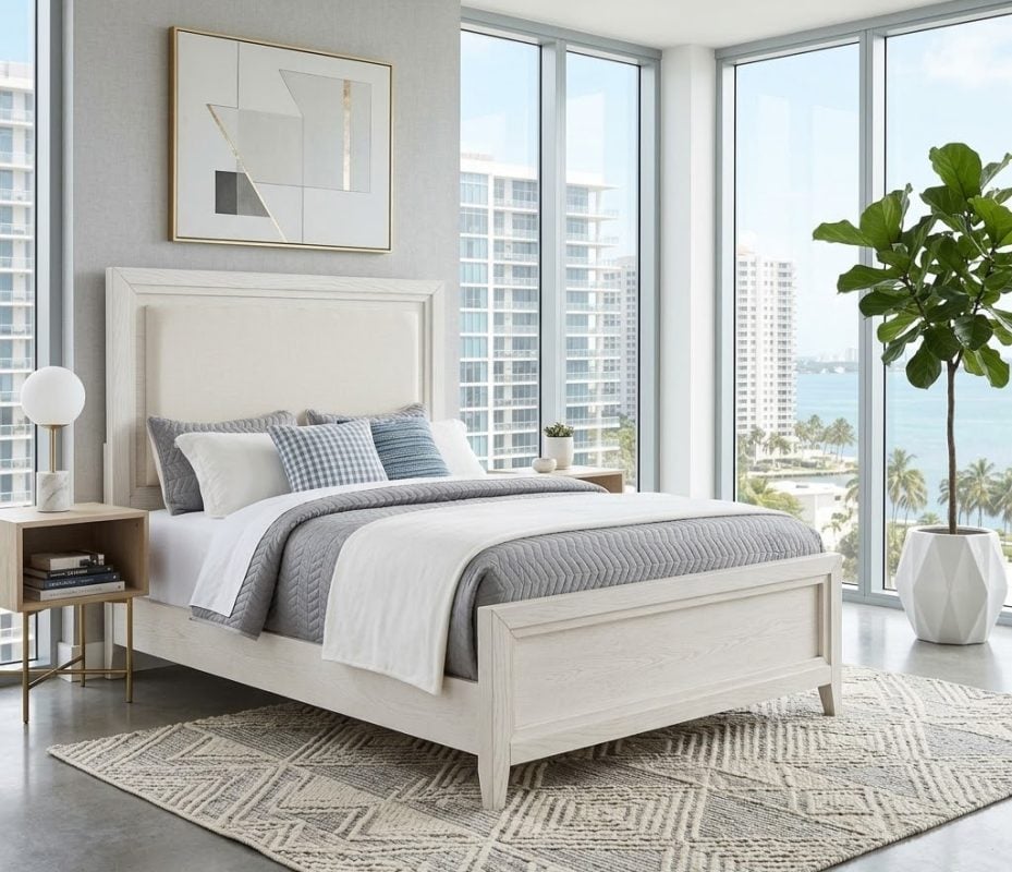 Marielle Modern White Wood Bed
