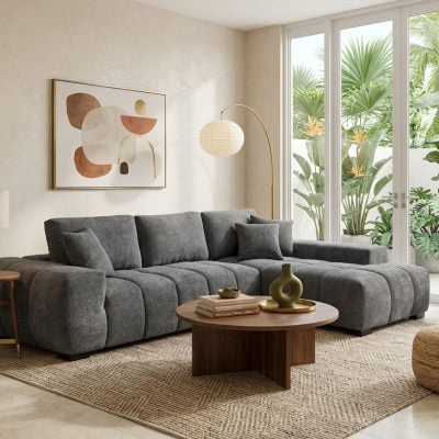 Octavia Mid Century Modern Gray Sectional Sofa