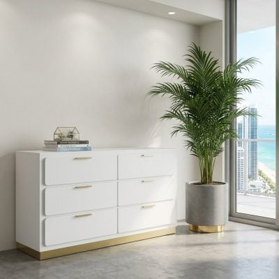 Caraway Modern White & Gold Dresser