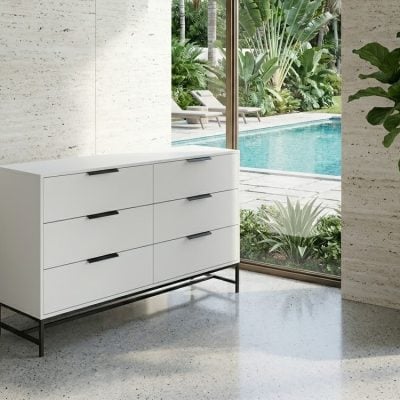 Sonora 6 Drawer White Contemporary Dresser