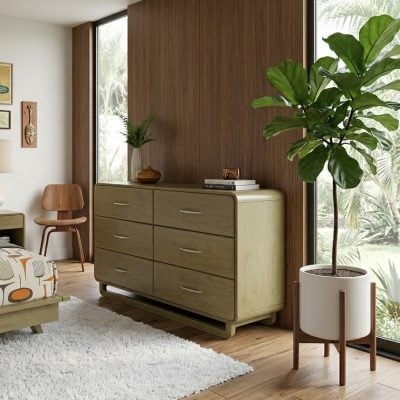 Amsbury Nutmeg Wood Dresser With Rounded Edges