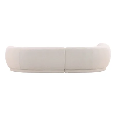 Lake Chaise Curved White Linen Sectional Sofa