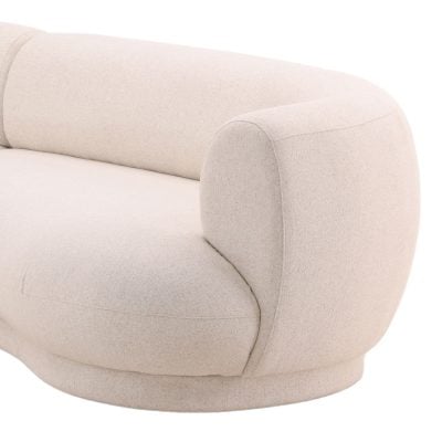 Lake Chaise Curved White Linen Sectional Sofa