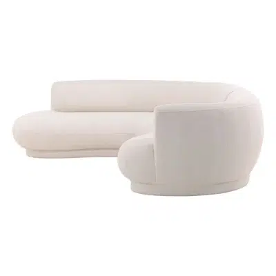 Lake Chaise Curved White Linen Sectional Sofa