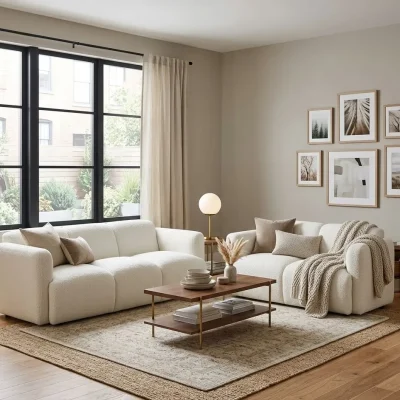 Dorset White Soft Fabric Sofa Set