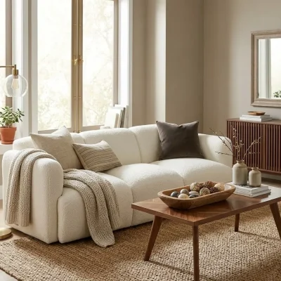 Dorset White Soft Fabric Sofa Set