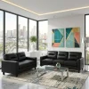 Scotland Black Leatherette Sofa & Loveseat