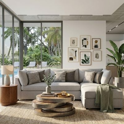 Cambria 4 Pc Gray modular sectional sofa