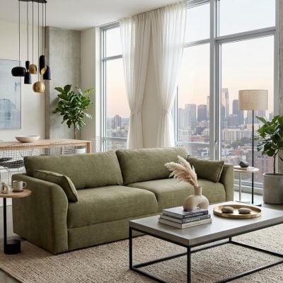 Bourchard Green Fabric Sofa