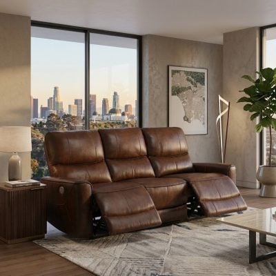 Greenfield Brown Leather Reclining Sofa