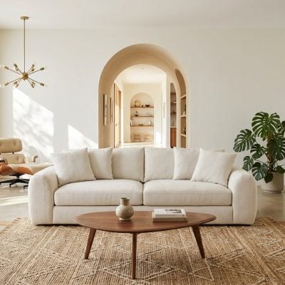 Kairos Off White Boucle Sofa