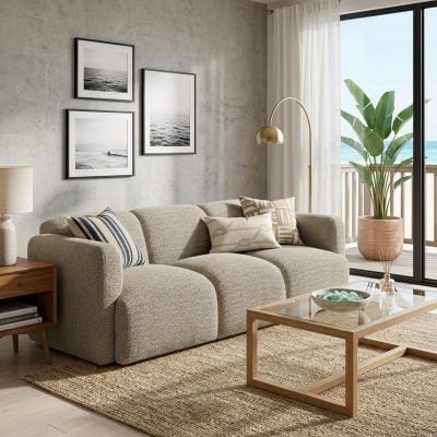 Dorset light brown fabric sofa