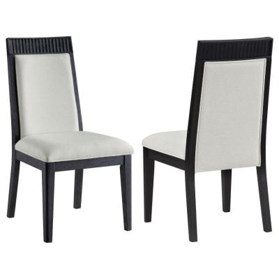 Brookmead Black Wood & Ivory Dining Chairs