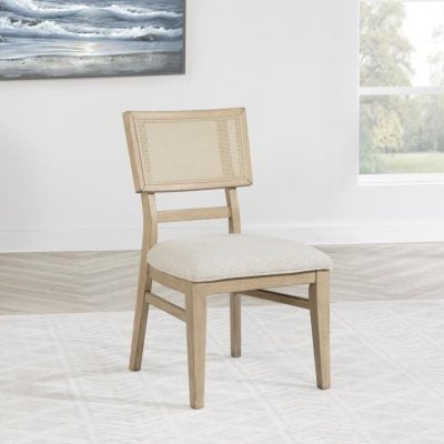 Kailani Light Oak Wood & Rattan Dining Chair ( set of 2 )