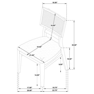 Kailani Light Oak Wood & Rattan Dining Chair ( set of 2 )